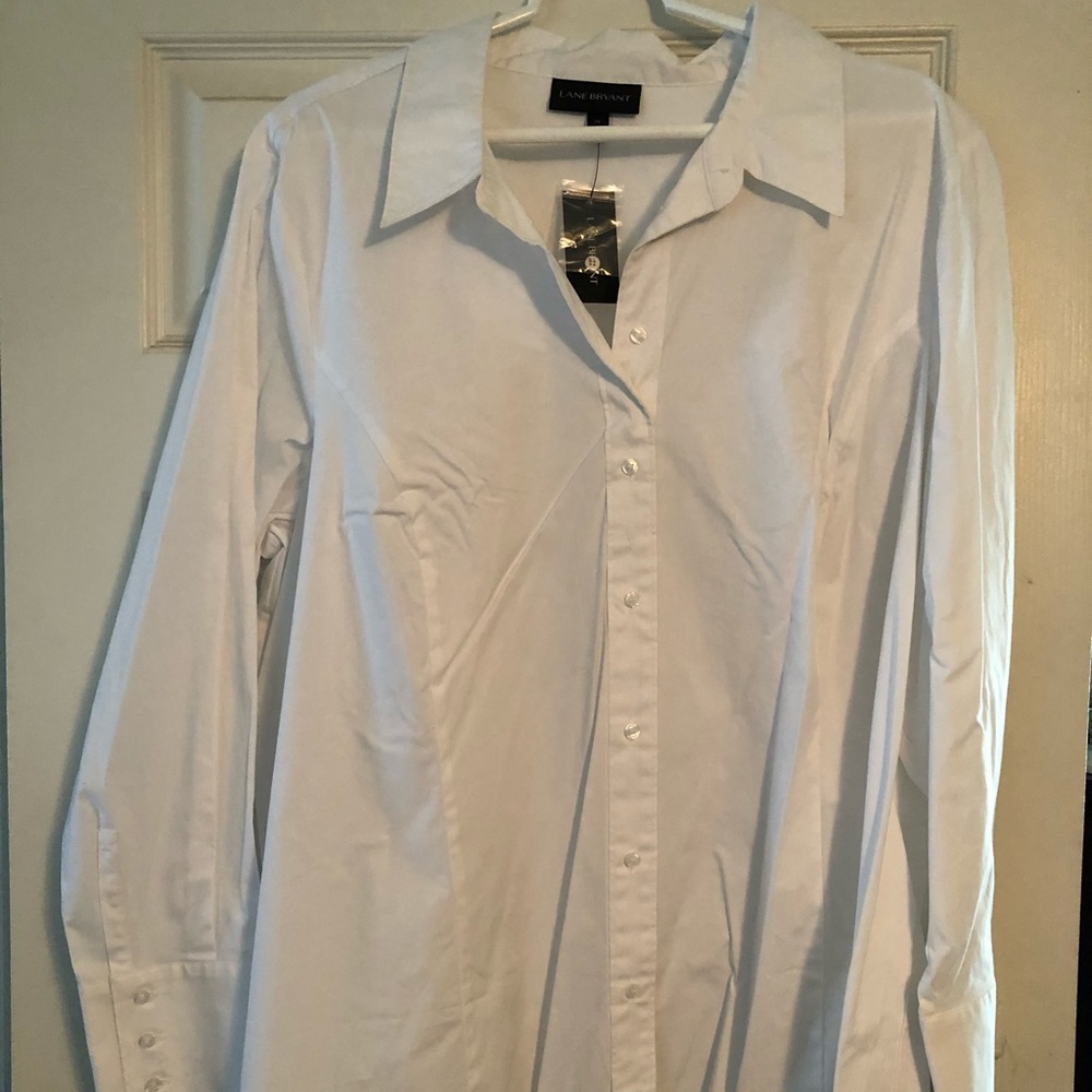 Lane Bryant white button down shirt size 24 NWT